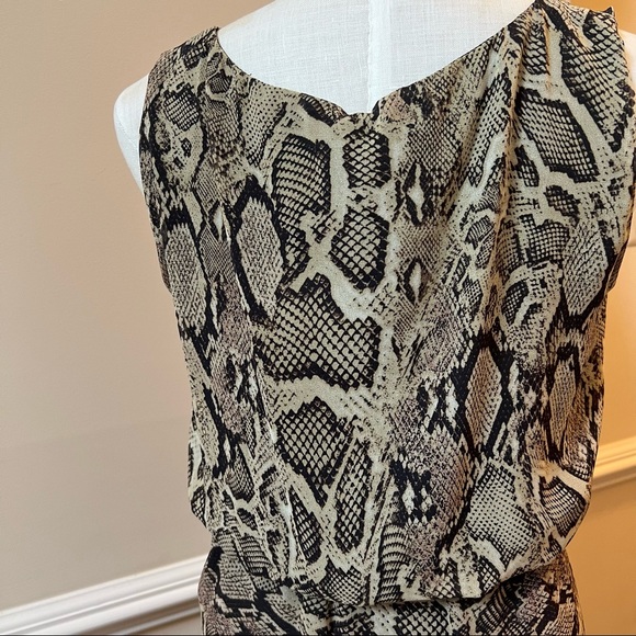 NWT - MNG - Reptile pattern "Sheer" Lined Sleeveless Dress for Day to Evening - Picture 4 of 14